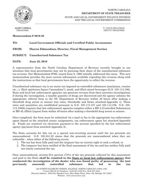 memorandum 2010 38 to local government state treasurer