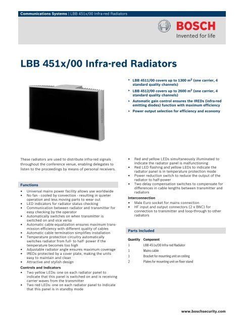 Integrus Radiator LBB 451x/00 Infra-red Radiators - Idios