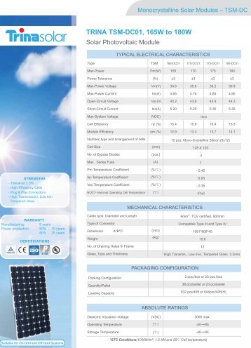TRINA TSM-DC01, 165W to 180W - SAT Solar
