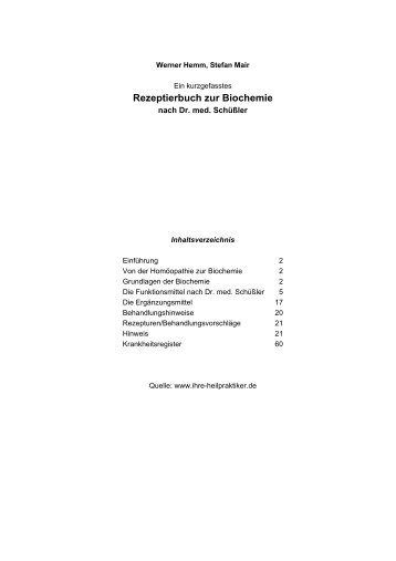 Rezeptierbuch zur Biochemie - Ihre-Heilpraktiker