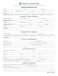 Volunteer Application Form - Boulder Community Hospital
