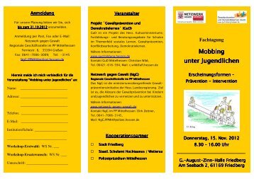 Flyer Mobbing unter Jugendlichen - Xenos Hessen