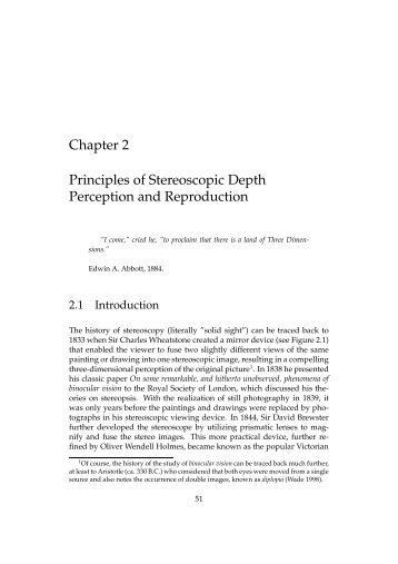 Chapter 2 Principles of Stereoscopic Depth Perception and ...