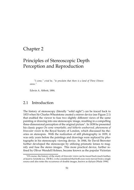 Chapter 2 Principles of Stereoscopic Depth Perception and ...
