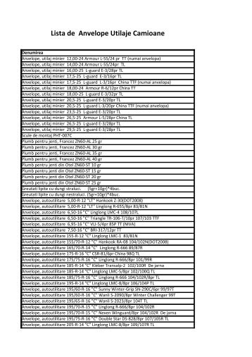 Lista de Anvelope Utilaje Camioane - PIESE UTILAJ