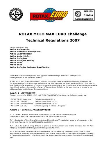 ROTAX MOJO MAX EURO Challenge Technical Regulations ... - EIKO