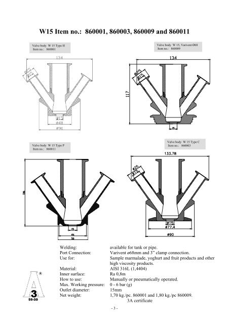 User manual for W15 sampling valve - Fagerberg