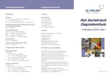 Het Geriatrisch Dagziekenhuis - AZ Sint-Jan Brugge