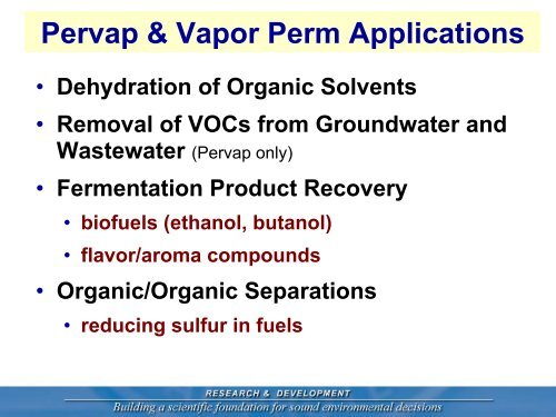 Pervaporation and Vapor Permeation Membrane Systems for ...