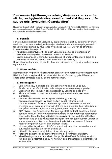20111222 Ha Ring Hygienisk Ra Varekvalitet Revidert 2011 Pdf