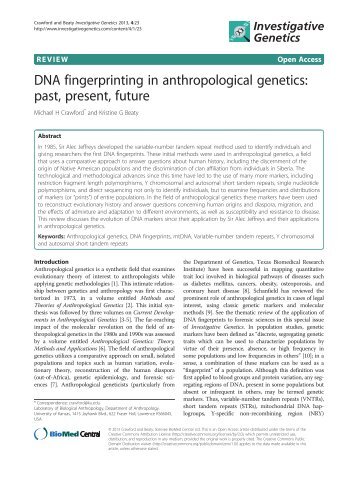 DNA fingerprinting in anthropological genetics: past, present, future