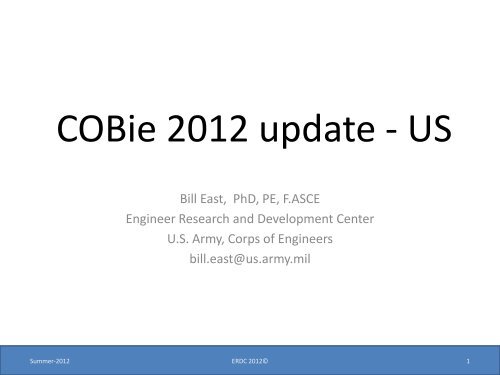 COBie 2012 update - US - BIM Task Group