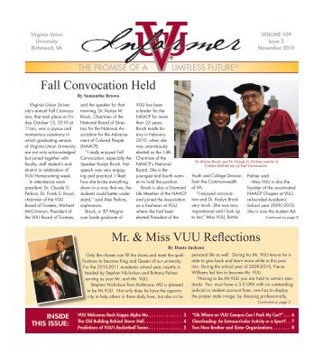 Fall Convocation Held Mr. & Miss VUU Reflections - Virginia Union ...