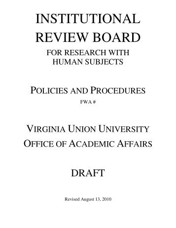 Institutional Review Board for Research with Human Subjects