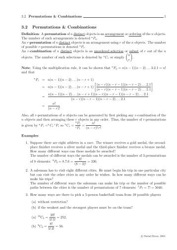 3.2 Permutations & Combinations - DCU