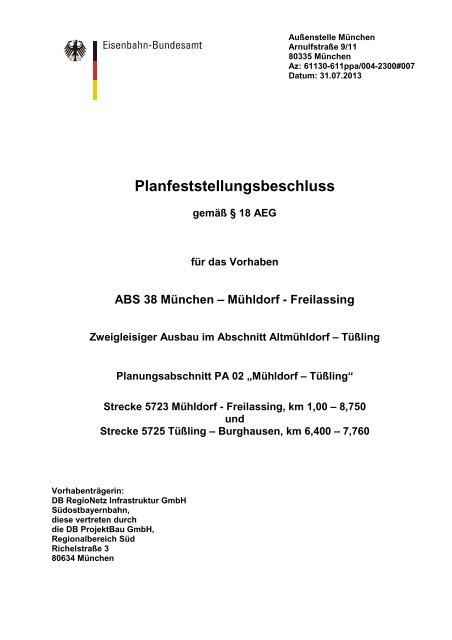 Planfeststellungsbeschluss - Landkreis Mühldorf a. Inn