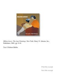 Milton Avery: The Late Paintings - Robert Hobbs