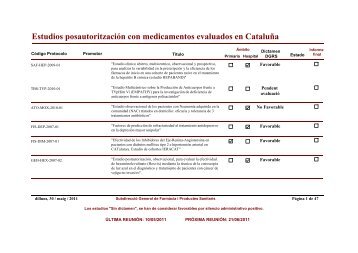 Estudios posautoritzaciÃ³n con medicamentos evaluados en CataluÃ±a