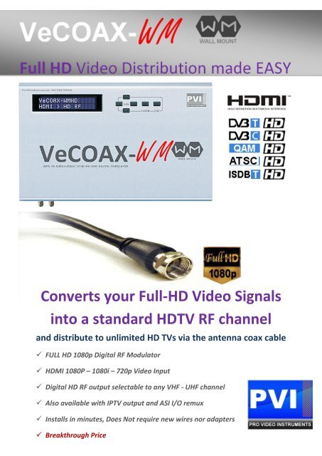 Converts your Full-HD Video Signals into a ... - Pro Video Instruments