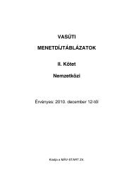 VASÚTI MENETDÍJTÁBLÁZATOK II. Kötet Nemzetközi