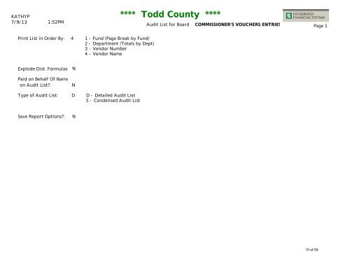TODD COUNTY BOARD OF COMMISSIONERS
