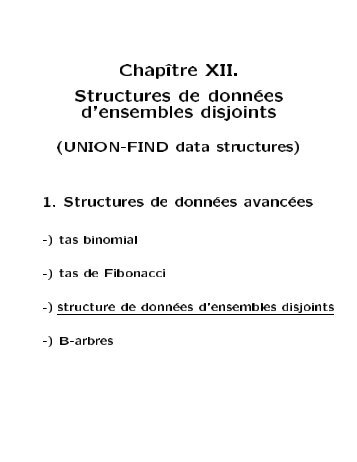 Chap^ tre XII. Structures de donn ees d'ensembles disjoints - Lita