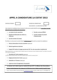 APPEL A CANDIDATURE LA CIOTAT 2013