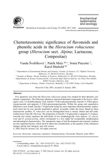 Chemotaxonomic significance of flavonoids and phenolic acids in ...