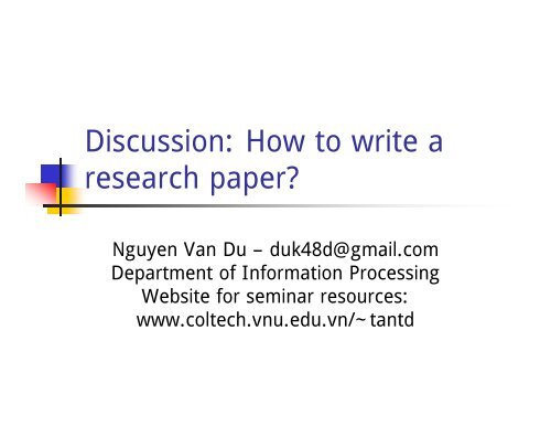 Discussion: How to write a research paper?