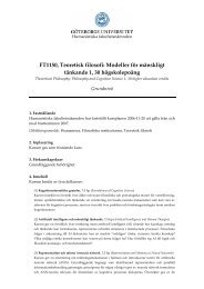 FT1150, Teoretisk filosofi: Modeller för mänskligt tänkande 1, 30 ...