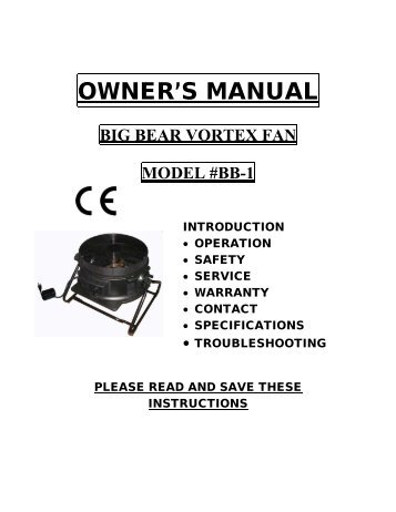 OWNER'S MANUAL - Air & Water