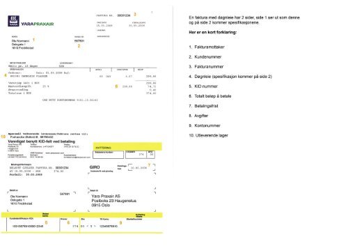 En faktura med dÃ¸gnleie har 2 sider, side 1 ser ut som ... - Yara Praxair
