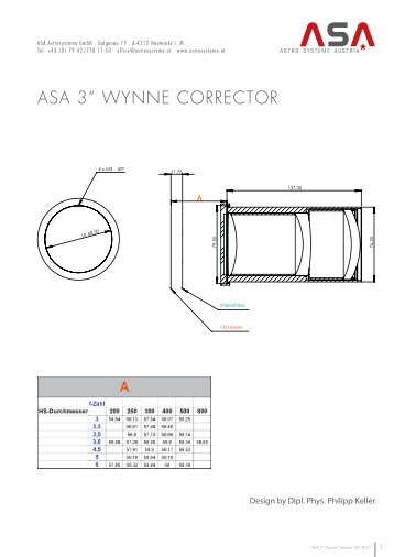 ASA 3â WYNNE CORRECTOR - Teleskop-Express