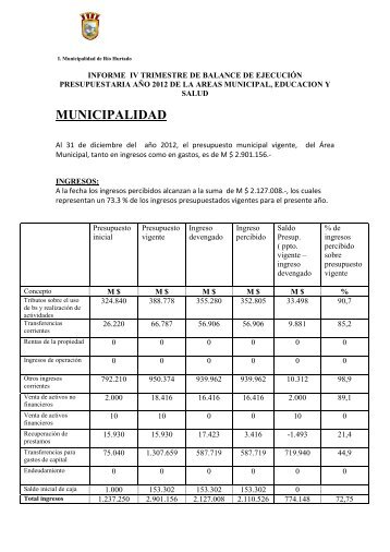 IV Informe BEP Municipal, Salud y Educacion - Municipalidad de ...
