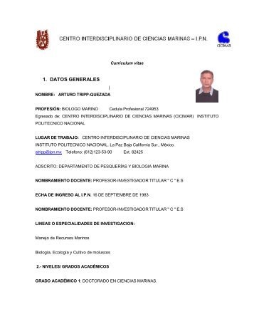 1. DATOS GENERALES - cicimar - Instituto PolitÃ©cnico Nacional