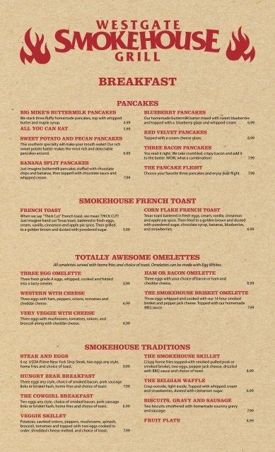 Smokehouse menu deals