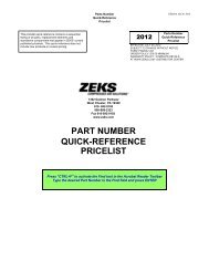 PART NUMBER PRICELIST QUICK-REFERENCE