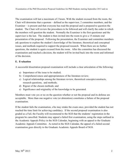 Examination of the PhD Dissertation Proposal Procedure ...