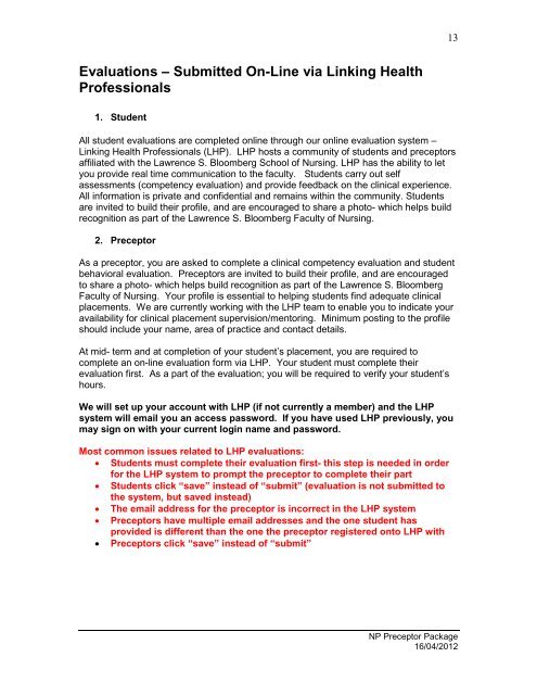 Nurse Practitioner Learner and Preceptor Information Package