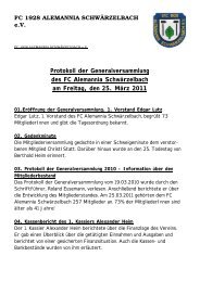 Protokoll der Generalversammlung des FC Alemannia ...