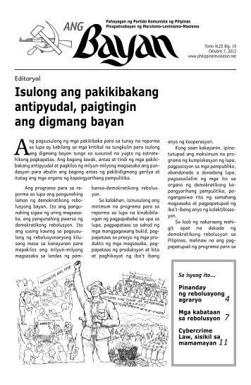 Isulong ang pakikibakang antipyudal, paigtingin ang digmang bayan