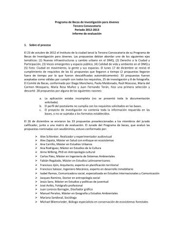 Programa de Becas de InvestigaciÃ³n para JÃ³venes Tercera ...