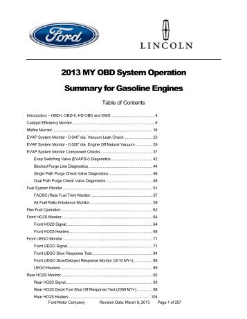 2013 MY OBD-II System Operation Summary - MotorCraftService.com