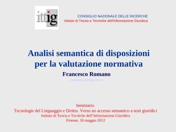 Francesco Romano - Istituto di Teoria e Tecniche dell'Informazione ...