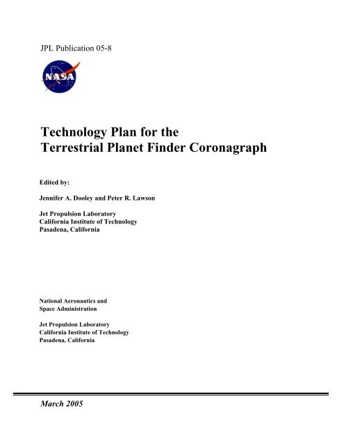 TPF-C Technology Plan - Exoplanet Exploration Program - NASA