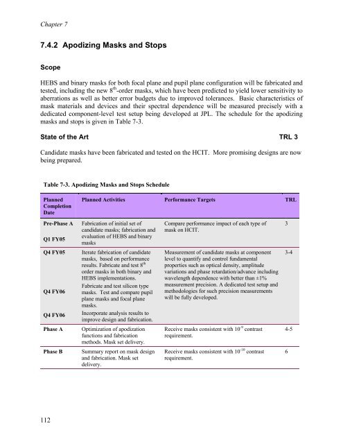 TPF-C Technology Plan - Exoplanet Exploration Program - NASA