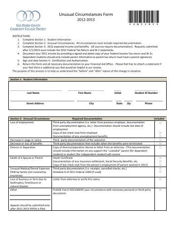 Unusual Circumstances Form - Skyline College