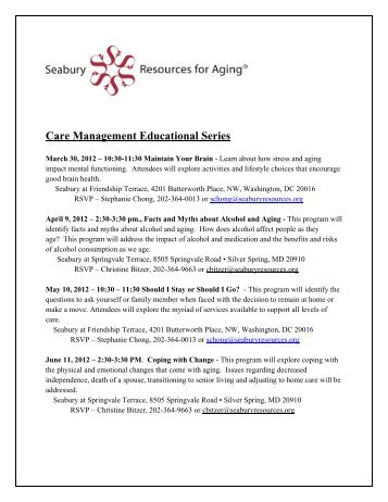 Care Management Educational Series - Seabury Resources for Aging