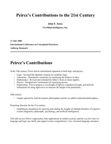 Peirce's Contributions to the 21st Century - John Sowa on ...