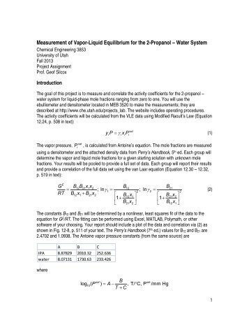 Measurement of Vapor-Liquid Equilibrium for the 2-Propanol ...